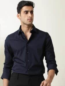 Men’s Navy Blue Formal Shirt – Slim Fit Office Wear
