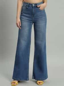 Women’s High Waist Wide Leg Blue Jeans