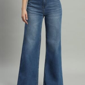 Women’s High Waist Wide Leg Blue Jeans