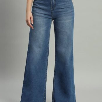 Women’s High Waist Wide Leg Blue Jeans